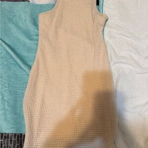 SHEIN Beige Textured Midi Dress